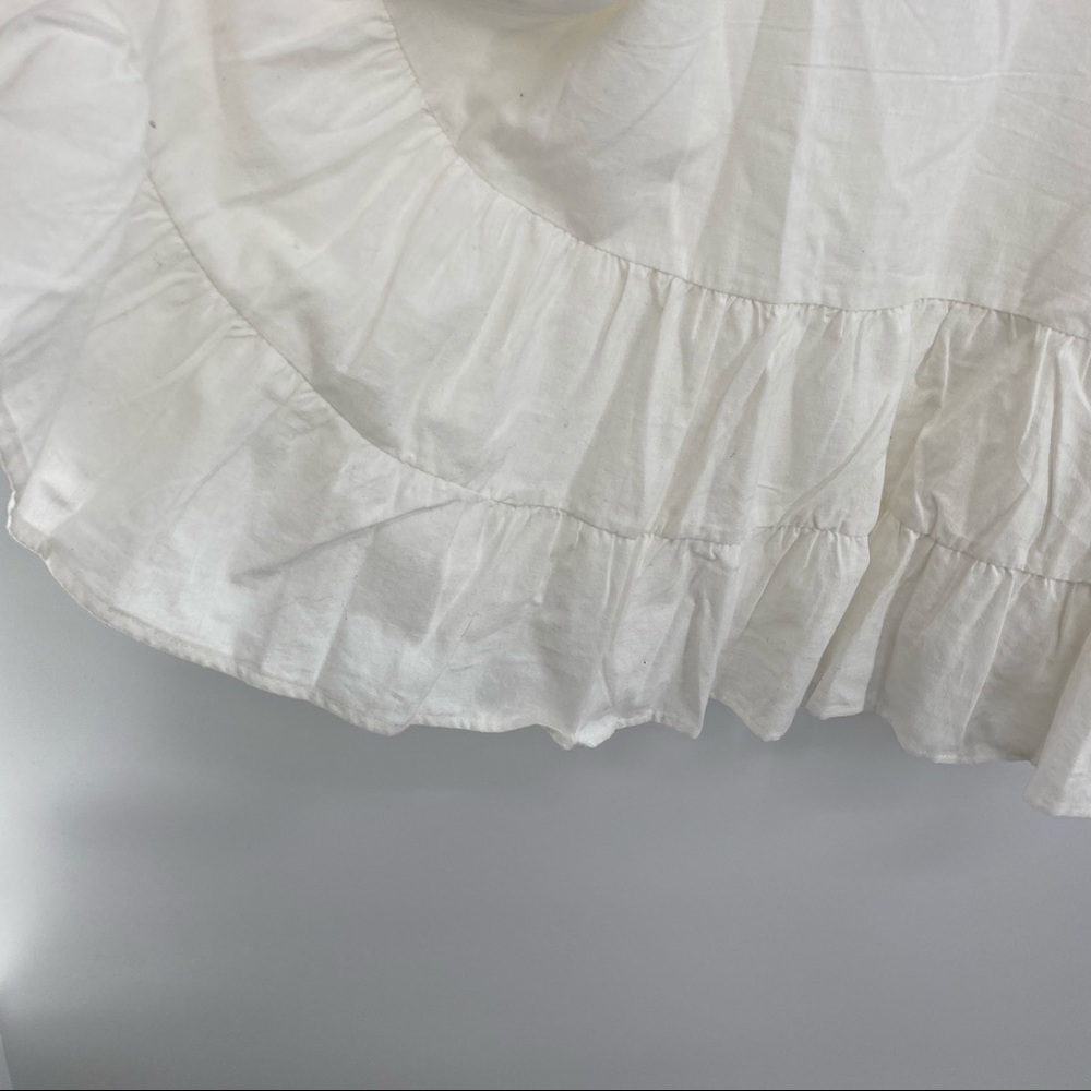 Aqua NWT Ruffled Strap Mini Dress Sleeveless Smocked Linen Blend White Large New - Picture 6 of 13